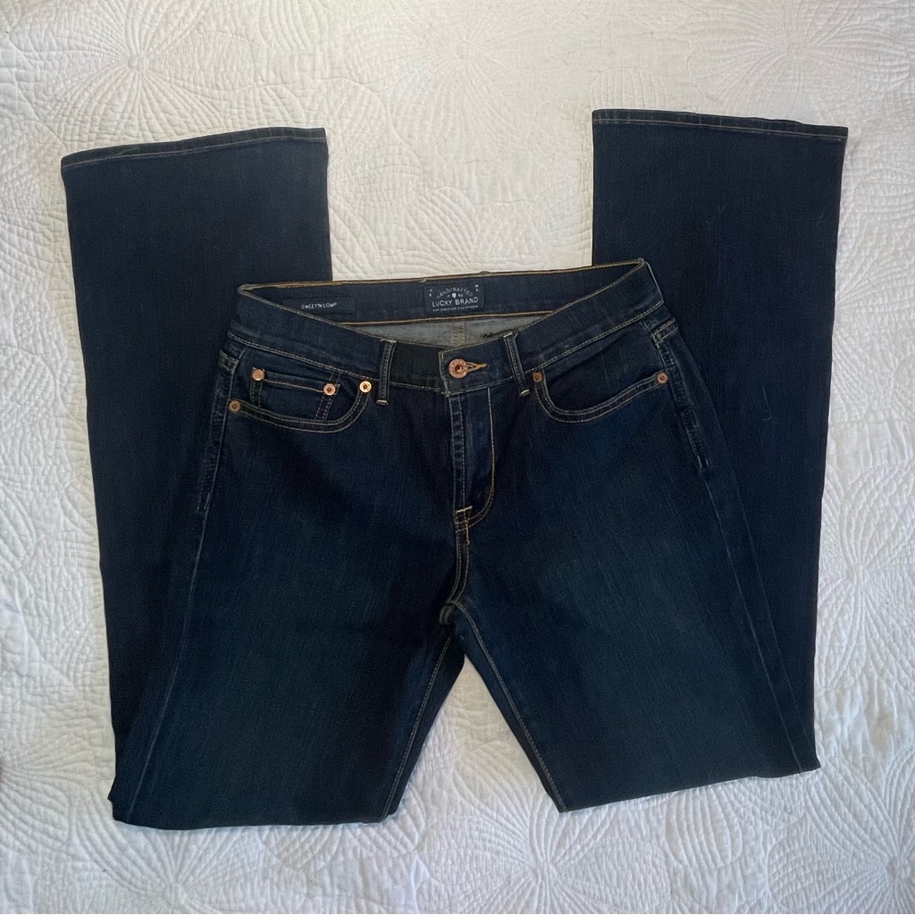 Lucky Brand Dark Blue Womens Flare Stretch Sweet N Low Rise Jeans Denim